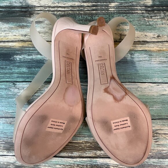 Deltan Tinsley Sandal Womens 9 Beige Silicone Open Toe Slip On Dress Eveningwear - Picture 6 of 11